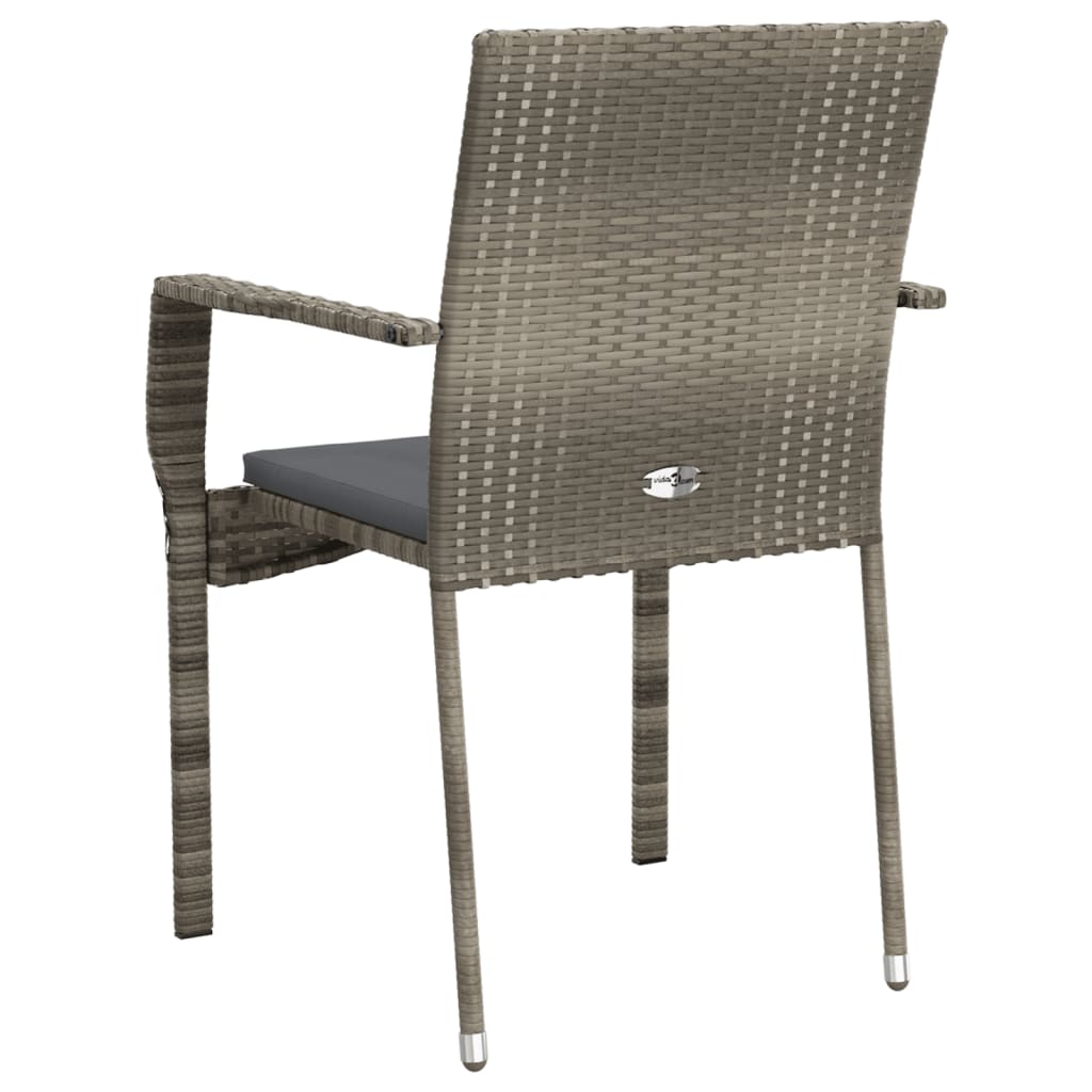 Garden Chairs with Cushions 2 pcs Grey Poly Rattan