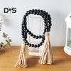 Wood Bead Garland Farmhouse Wall Hanging Decoration DIY Rustic Tassel Boho Bead String Ornament for Plant Pots Candle Holders