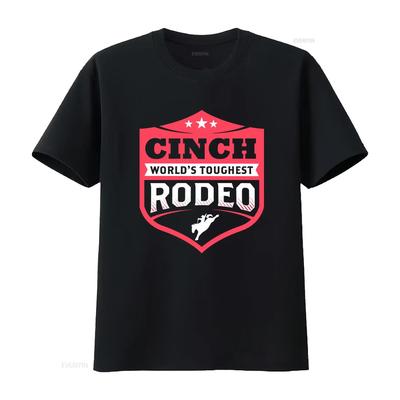 Cinch Rodeo T Shirt Mens 2XL Black Crew Neck Print Worlds Toughest Vintage Washed Unisex Fashion Versatile Casual Breathable