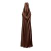 Spring New Women's Clothing French Hanging Collar Pleated Decoration Open Back Silk Satin Texture Dress 3274548