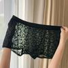 See Through Men Underwear Sexy Convex Boxers Transparent Soft Briefs Breathable Lace Trim Shorts for Daily Wear Sleep