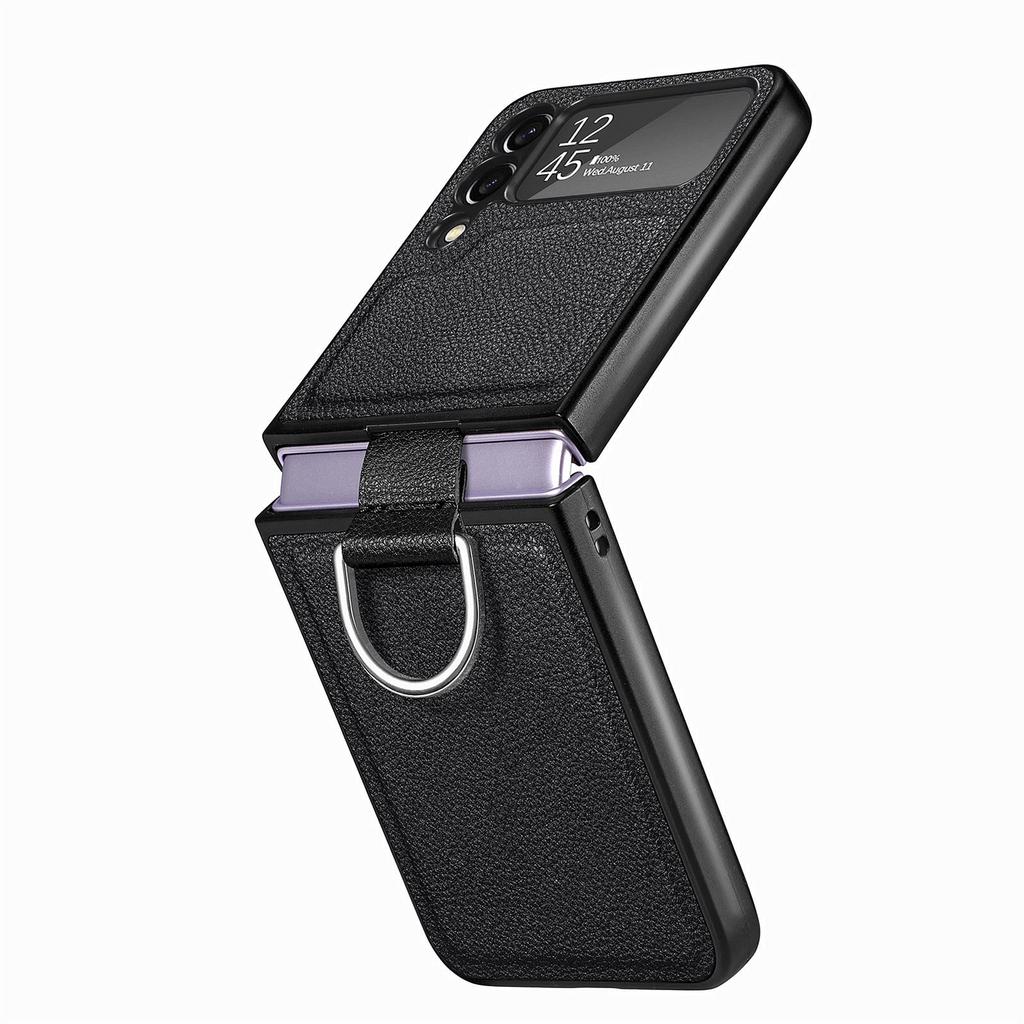 Нескользящий кожаный чехол с защитой от царапин для Samsung Galaxy Z Flip 4 5 5G Flip5 Flip4 Flip3 Flip 3 Zflip4, чехол для телефона с кольцом на палец