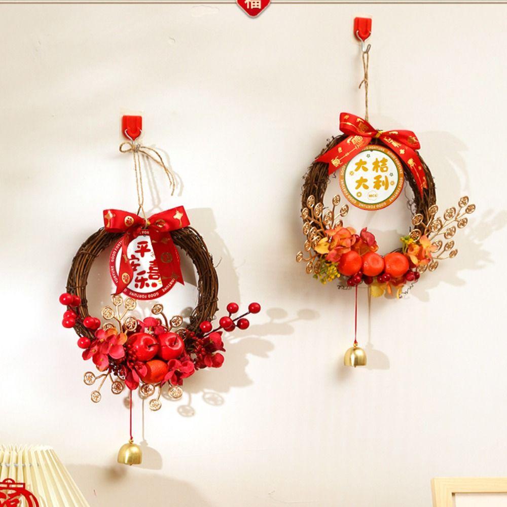 Traditional Chinese New Year Wreath Exquisite Hanging Wreath  Farmhouse Style