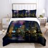 Красочный фейерверк пододеяльник 3D принт комплект постельного белья размер Queen город ночная сцена в фейерверках наволочки для детей взрослых декор