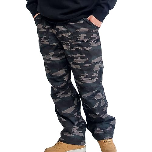 DISCUS Men's Plus Size Cargo Chino Pants, Loose Fit, Sizes 5L, 4L, 3L, and 2L, Black, Beige, Khaki, Camouflage, Elastic Waist, 10001630 (2L, CAMO)