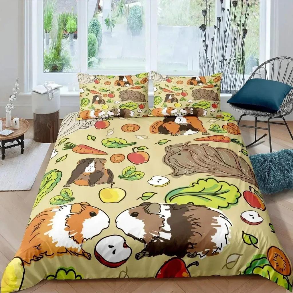 New Guinea Pig Bedding Set Cute Mouse 3D Duvet Cover Animal Comforter Cover for Kids Teen Soft Twin Polyester Quilt Cover