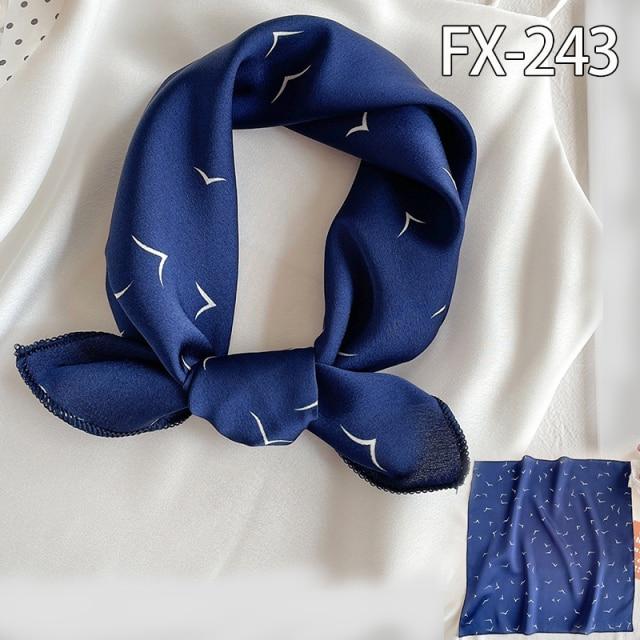 New Silk Scarf Square Women Fashion Dot Plaid Print Neckerchief Ladies Work Scarves Small Winter Foulard Bandana Hair Tie Band