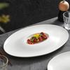 Dumpling Plate with Vinegar Dish Oval Ceramic Dinner Plate Soup Plates Dessert Bowl Sashimi Plates Fruit Dish Dim Sum Dish Tray