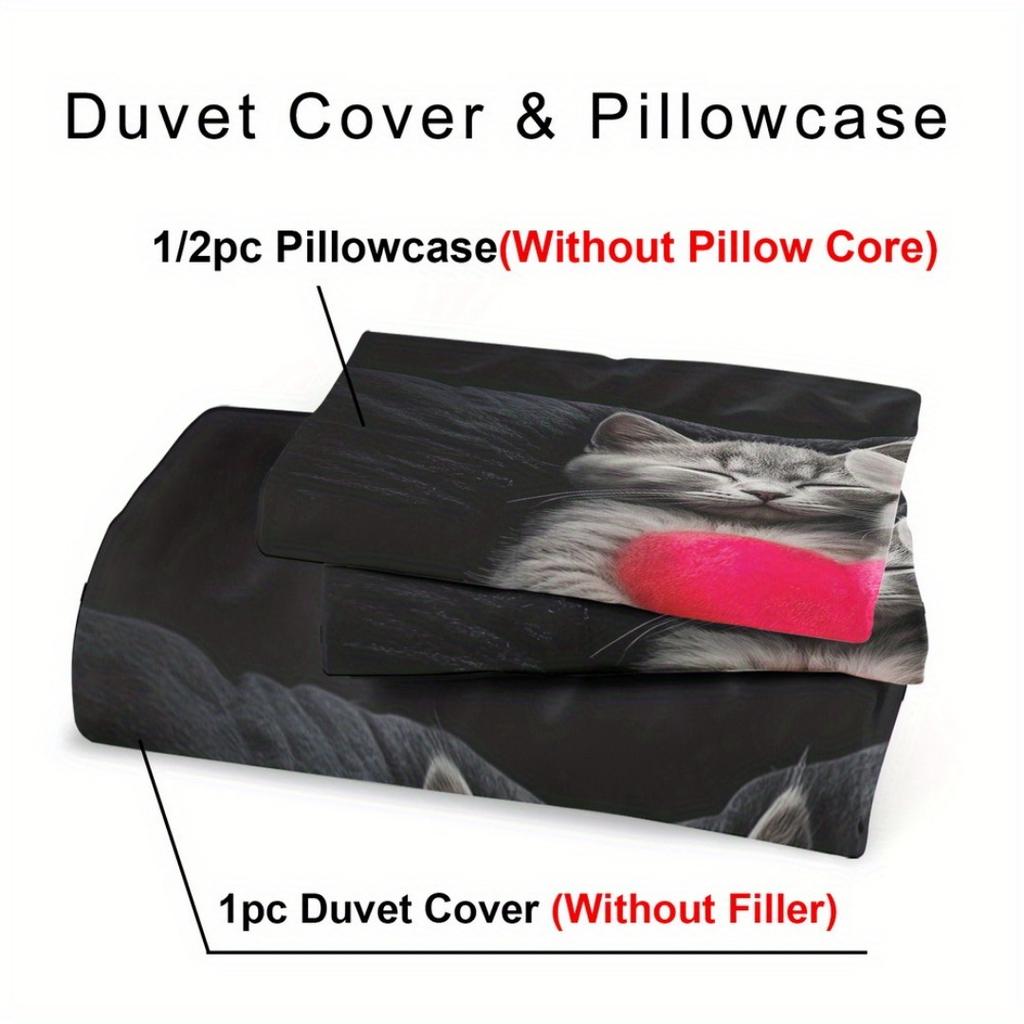 Романтичный и Любящий Кот 3D Принт Постельное Белье Дышащий Комплект Пододеяльника Король Королева Полуторный Односпальный Размер для Подарка на День Рождения Декор Комнаты