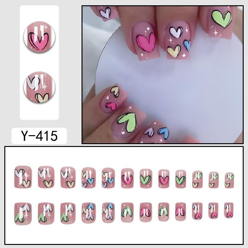 Short Press-On Nails Set With Floral Design Minimalist False Women Wearable Nail Tips In Multiple Colors