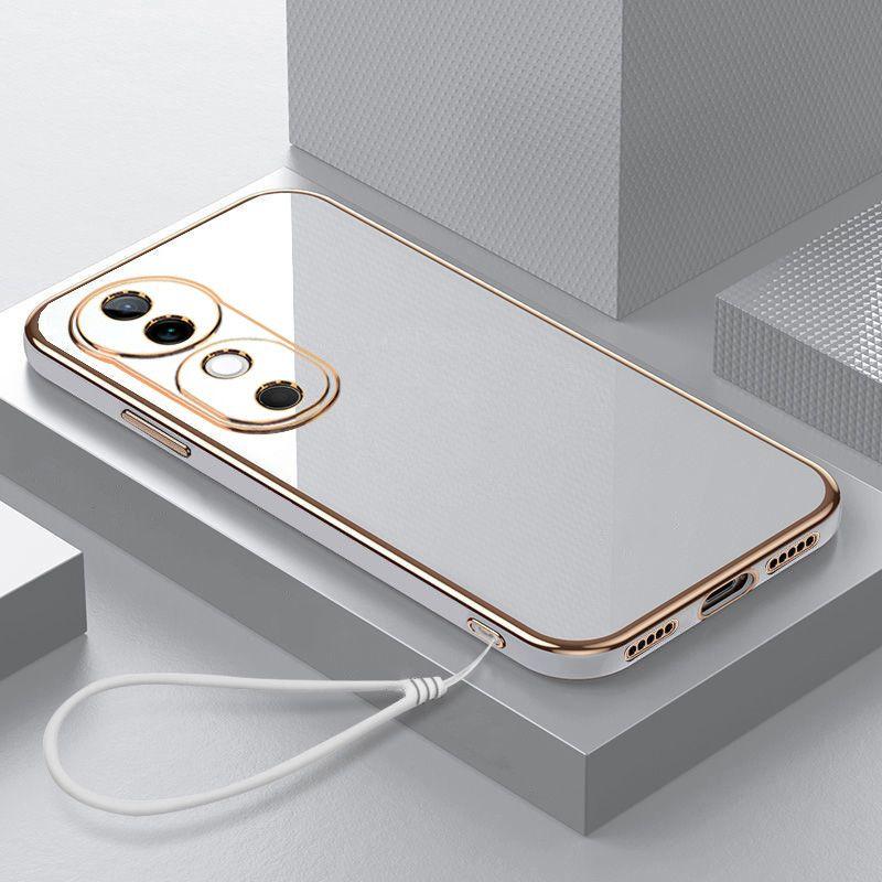 Чехол для Vivo V40 Чехол для телефона Vivo V40 с прямым гальваническим покрытием, противоударный, силиконовый, мягкий чехол
