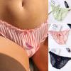 Women Hot Underwear Sexy Panties Fruit Embroidery Perspective Briefs Low-waist Lace Underpants