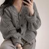 Women Buttons Up Loose Cardigan Sweater Coat Ribbed V-Neck Short Jacket Casual Knitted Sweater Warm Fall Winter Sweater