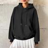 Женская толстовка, повседневная модная толстовка с длинными рукавами и капюшоном, однотонная