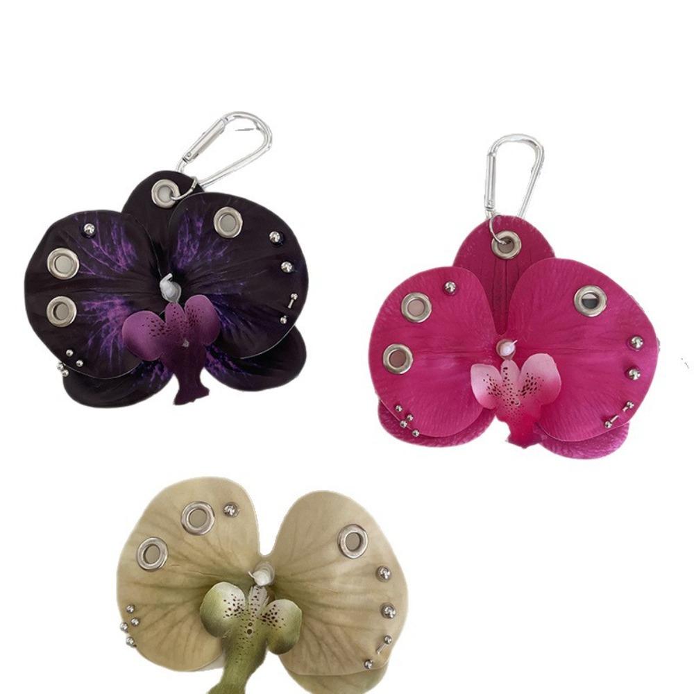 Backpack Decoration Orchid Lily Keychain Simulation Flower Butterfly Orchid Keychain