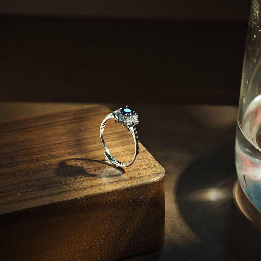 Light Luxury Sapphire Adjustable Hexagon Ring Wholesale Hot Star 925 Sterling Silver Fashion Jewelry Rings