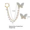 2PCS Fashion Zircon Butterfly Earrings for Women Sweet Girls  Chain Asymmetrical Stud Earrings Luxury Jewelry Party Gifts