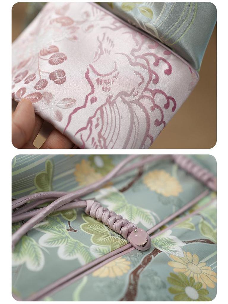 Место! Жакет из жаккардового шелка тутового шелкопряда плотностью 32 момми с застежкой на пуговицу-лягушку - стиль костюма тан