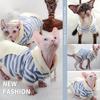 Breathable Striped Hairless Cat Sweater Hoodie for Spring, Autumn, and Winter