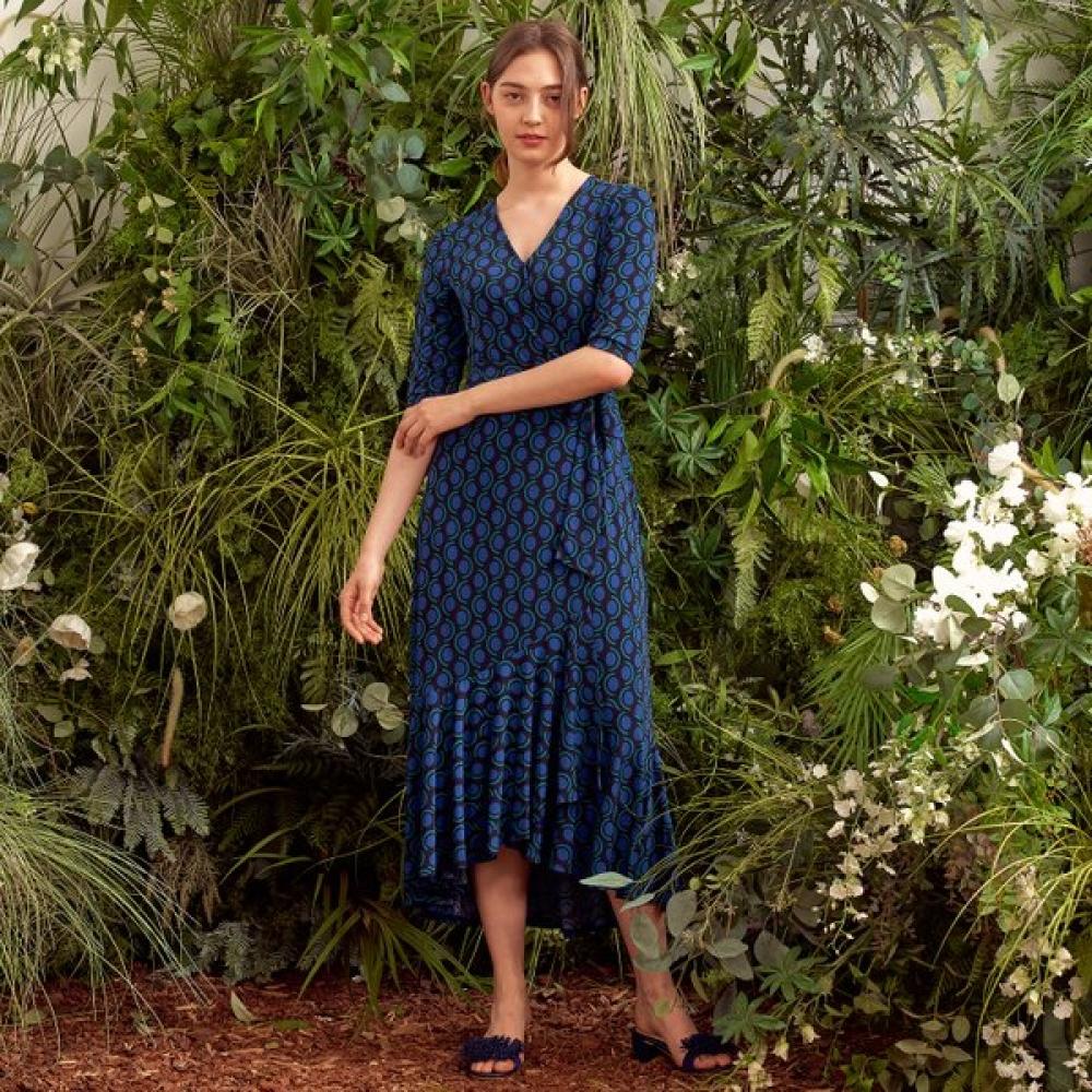 Lipbbam Creora Vivienne 3 4 Sleeve Frill Wrap Dress Ldm42oc01