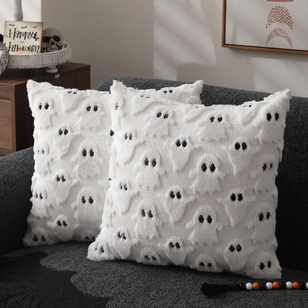 Black Bat Fall Pillowcase Square Cushion Covers Reusable Throw Pillow Cover Halloween Decor