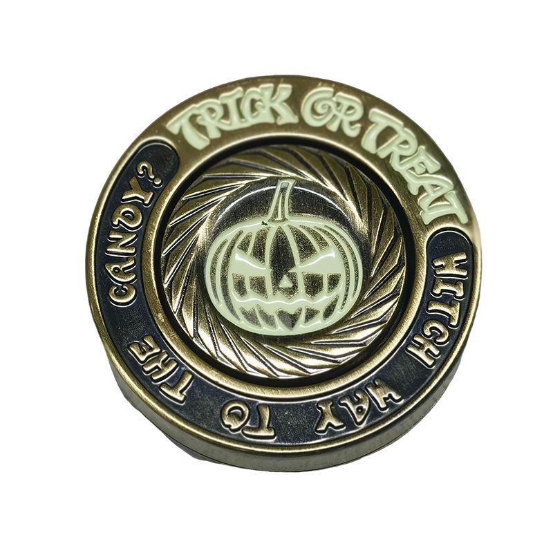 Devil Pumpkin Metal EDC Fidget Toy Magnetic Touch Coin EDC Adult Autism Sensory Toys Hand Cranked Adult Gift Restless Toys