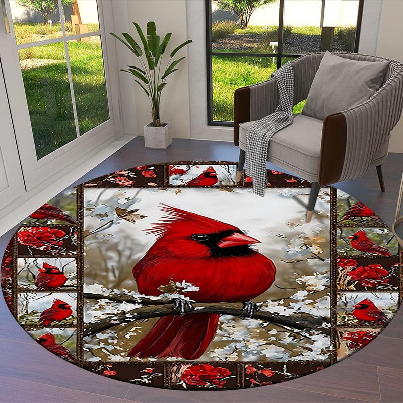 1PC Cardinal Non-Slip Floor Round carpet, Office, family, bedroom, Large Area Rug Indoor Rugs,  Durable PolyesterH0381