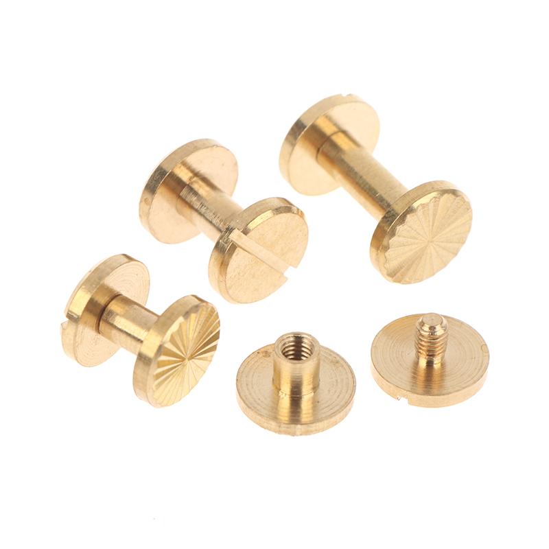 New! 10pcs Solid Brass Binding Chicago Screws Belt Screw Nail Stud Rivets For Photo Album Leather Craft Belt Wallet Fasteners