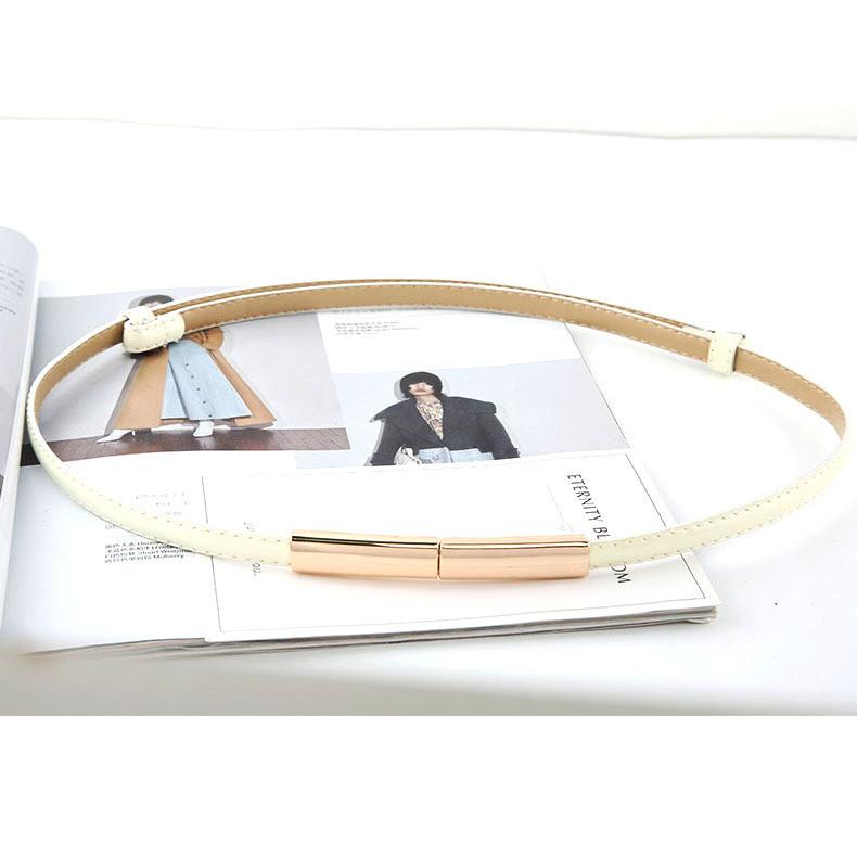 Fashionable Solid Color Gold Buckle Decoration Women Casual Slim Waist Belt For Fashion Dresses