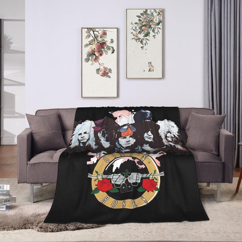 Guns N Roses Band Blanket Decorative Flannel Throw Blanket For Couch Bed Soft Warm Custom Quality Bedspread Gift