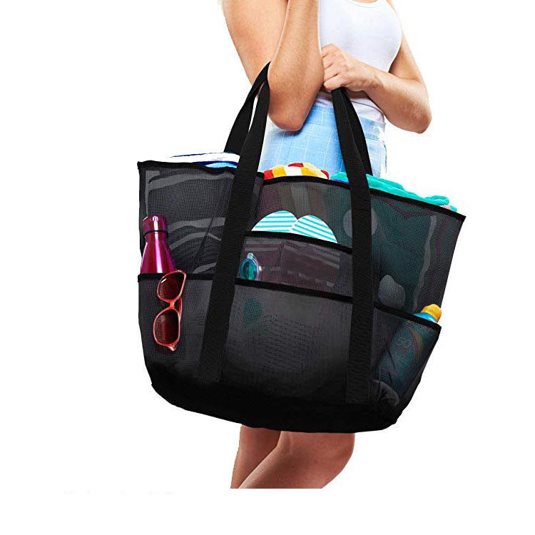 Большая сетчатая сумка с 8 карманами, летняя большая пляжная сумка для полотенец для игрушек, пляжная большая сумка для хранения, сумки для багажа, функциональные сумки
