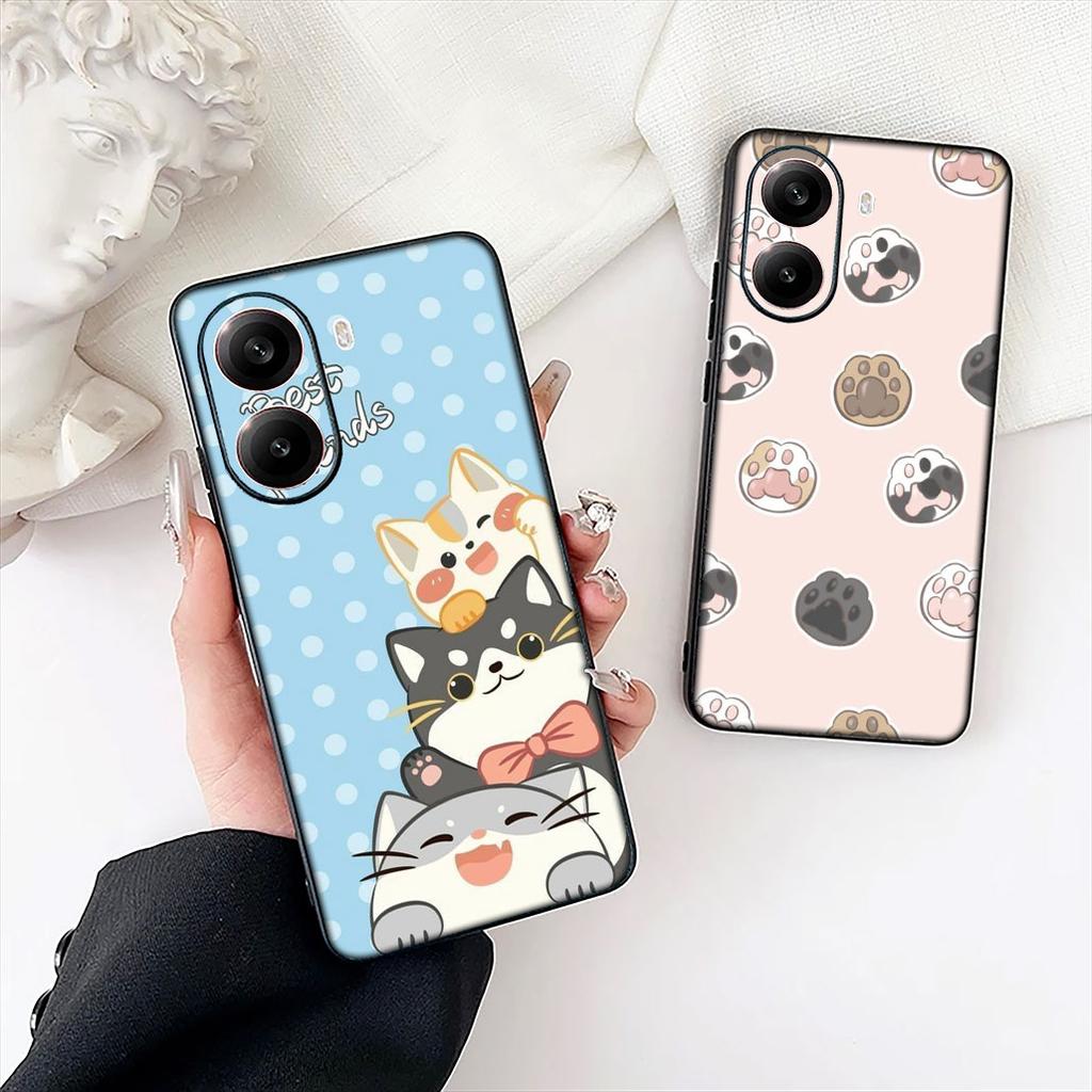 Cute Dog Cartoon Paw Cat Protective Cover for Apple iPhone 12 13 Mini XS 11 Pro Max 7 8 Plus XR SE 2022 SE3 + 8+ Phone Case