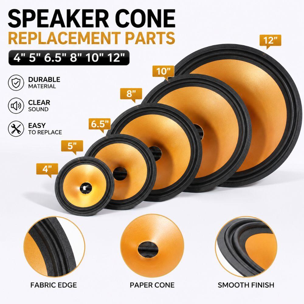 4/5/6.5/8/10/12/15 Inch Paper Cone Conical Shape Drum Paper Speaker Parts Repair Use