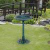 Garden Bird Bath Outdoor Decrative Garden Feeder Stand with Scallop-like Pattern. Time-Worn Finish. 50cm. Green