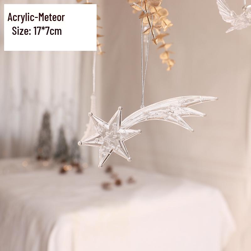 Снежинка Новогодняя елочная игрушка: Акриловая сосулька для праздничного украшения или свадебной инсталляции, прозрачно-белая