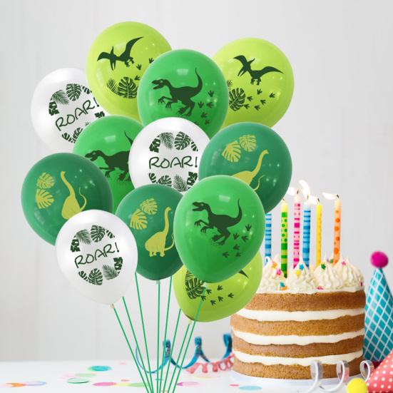 1 Set 12Inch Emulsion Dinosaur Balloon Set Happy Festival Birthday Balloons Kit for Home
