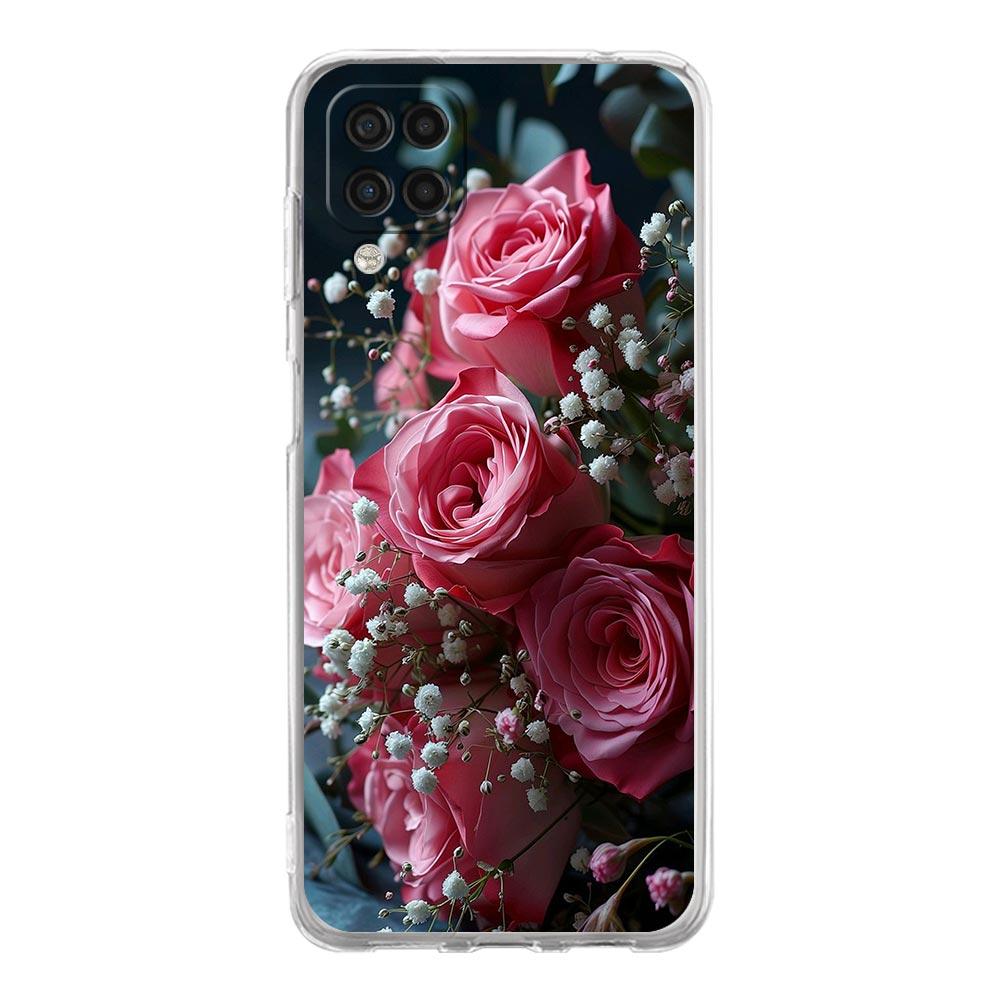 Красивый Чехол для Телефона с Красными Розами Для Samsung A13 A33 A73 A53 A23 A51 A71 A21S A12 A31 A41 A05s A03S A15 A25 A32 5G