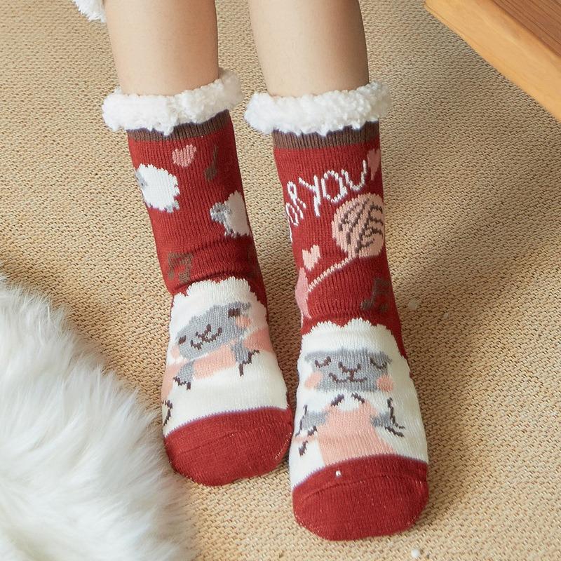 Women Winter Warm Soft Indoor Socks Cozy Plus Pile Carpet Sleeping Sock