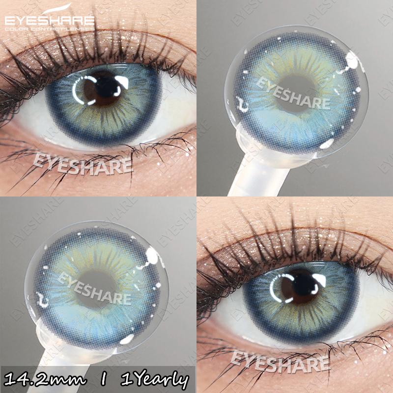Eyeshare 2pcs Colored Contact Lenses for Eyes Blue Contact Black Eye Lens Gray Beautiful Pupils Yearly Brown Eyes Makeup Lenses