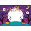 1pc Cute Halloween Party Backdrop with Castle Ghost Skeleton Bats Joker Dustproof Banner for Halloween Themed Party Decoration