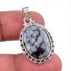 Подвеска из натурального снежного обсидиана из стерлингового серебра 925 пробы 1,25 дюйма Y9F95