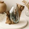 Molten Glass On Wood Vase