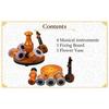 Handcrafted Traditions of South India Wooden Tabla & Veena Showpiece for Home Decor,Vintage Wooden Musical Showpiece.