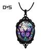 Ожерелье с подвеской в виде бабочки для женщин, ретро-сплав, фиолетовое ожерелье с подвеской в виде бабочки, женское ювелирное украшение, подарок для свиданий, повседневная одежда