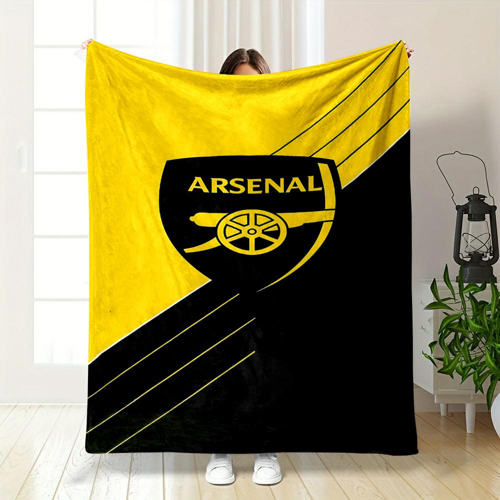 Yellow and Black Arsenal Designed Flannel blanket for bedroom, living room, sofa, and nap