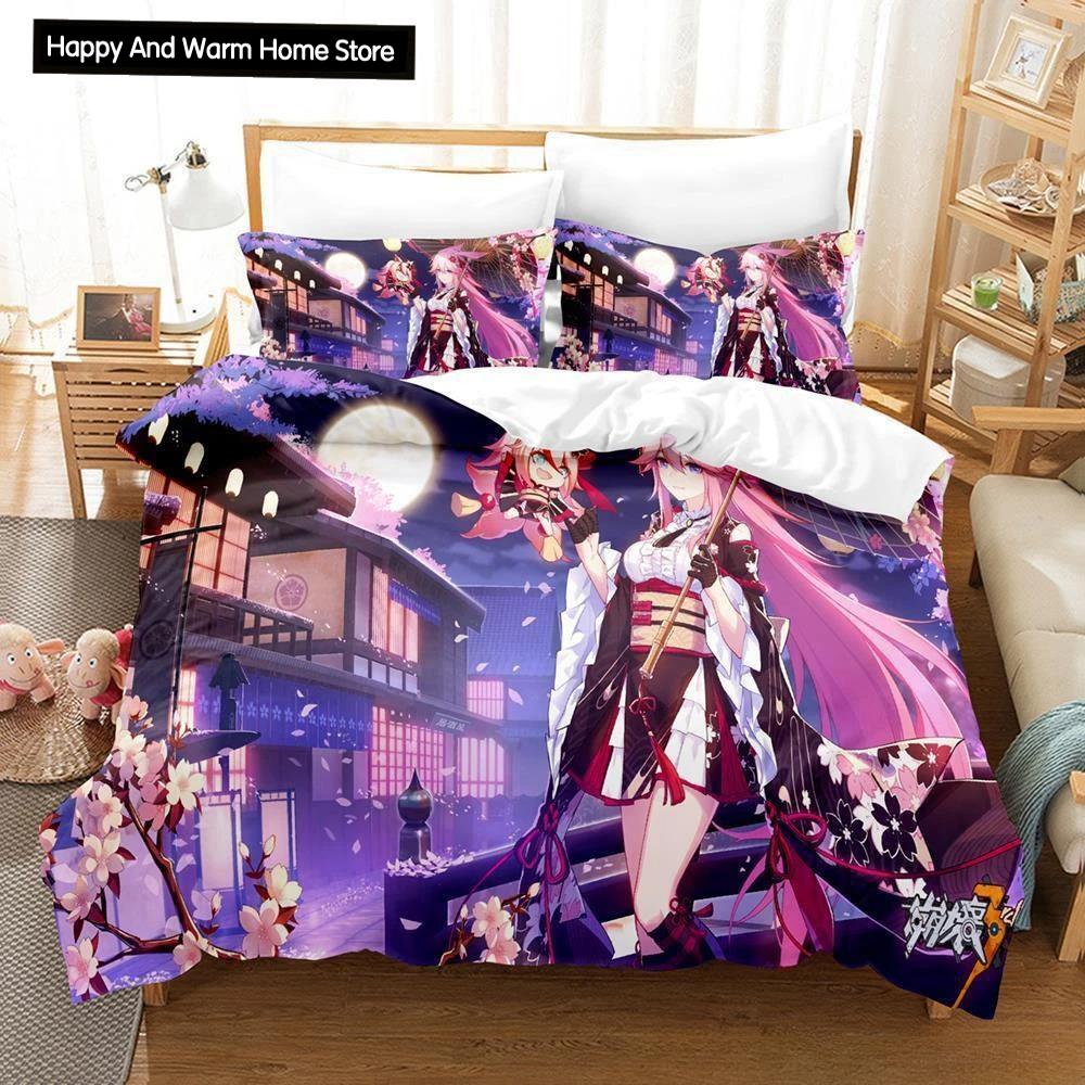 Honkai Impact 3 Bedding Set Anime Duvet Cover Single Twin Full Queen King Size for Adult Boy Bedroom