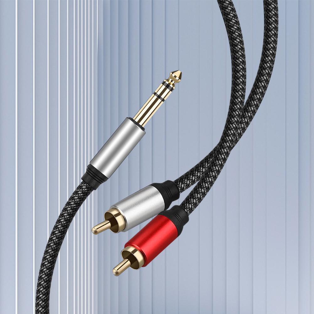 Professional 6.35mm To 2RCA Adapter Cable Excellent Sound Easy Connection 1/4 Inch Male TRS Stereo Plug To RCA Male Cable