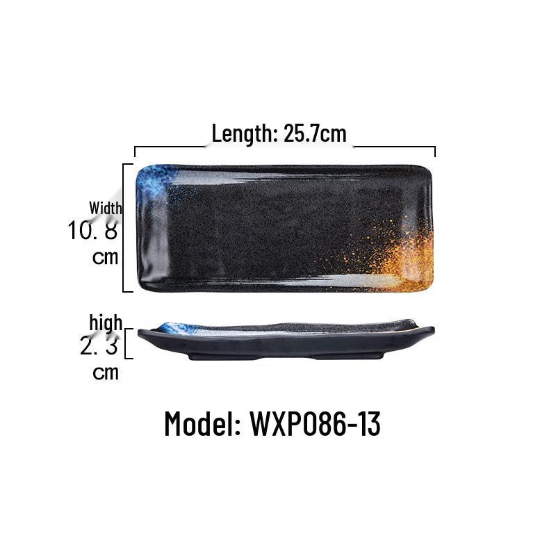 Japanese Melamine Rectangular Barbecue Side Dish Plate - Imitation Porcelain, Creative and Drop-Resistant for Hot Pot and Restaurants