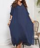 Плюс размер Женское Летнее Повседневное Праздничное Пляжное Платье Купальники Сплошной Свободный Пляжная Одежда Женский V-образный Вырез Половина Рукава Платье