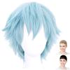 Кейс Eden Cosplay Premium Sky с двумя сетками для парика, Парик, Короткий, 30 см, Термостойкий, Синий, (WIG5597)